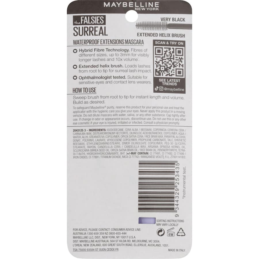Maybelline Mascara Waterproof Falsies Surreal Black 10mL