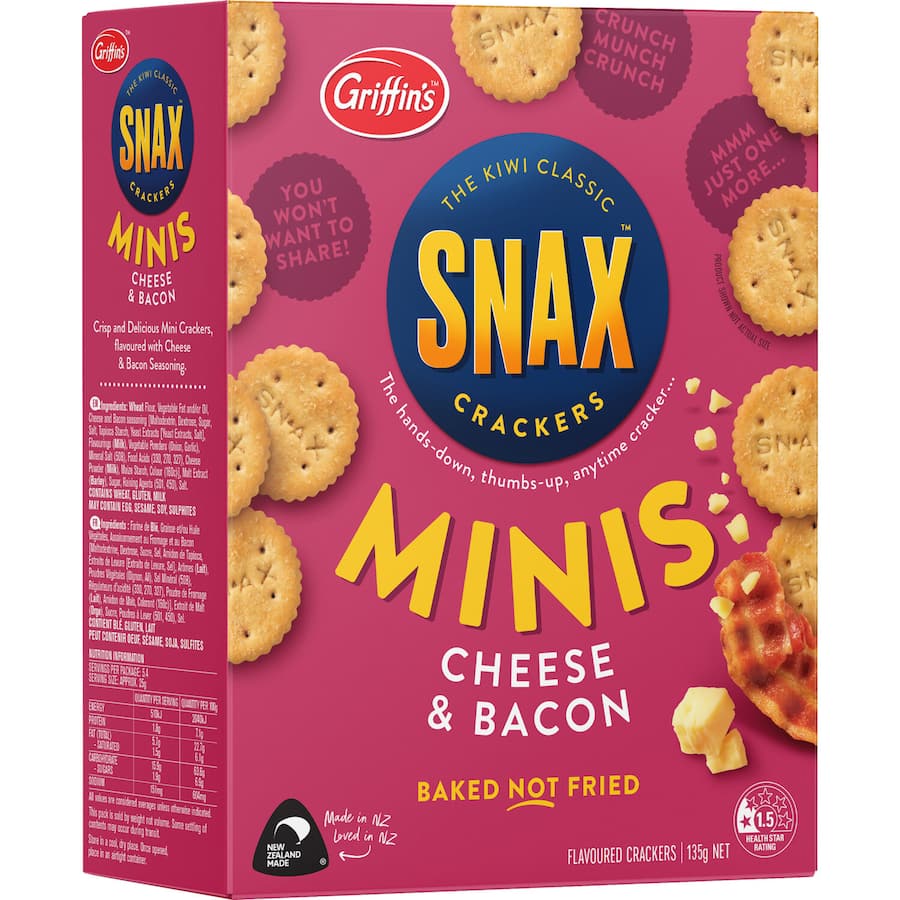 Griffin's Snax Crackers Cheese & Bacon Minis 135g