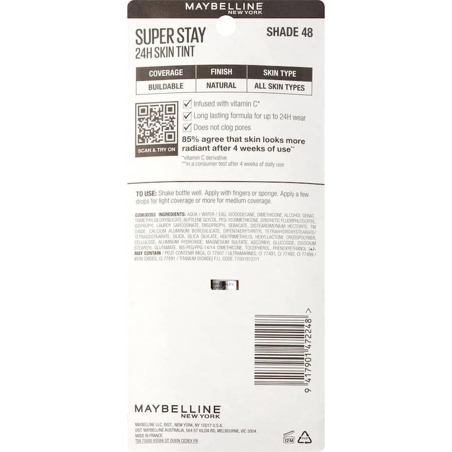 Maybelline Superstay Glow Skin Tint Foundation 48 30mL