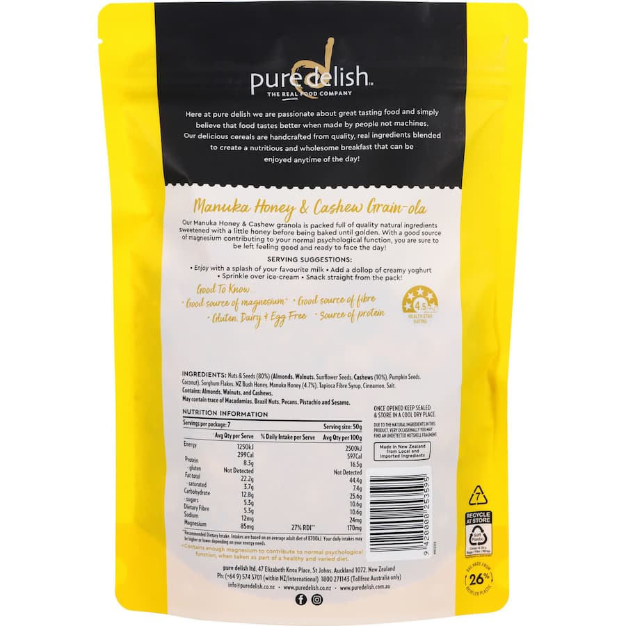 Pure Delish Granola Wellbeing Manuka Honey 350g