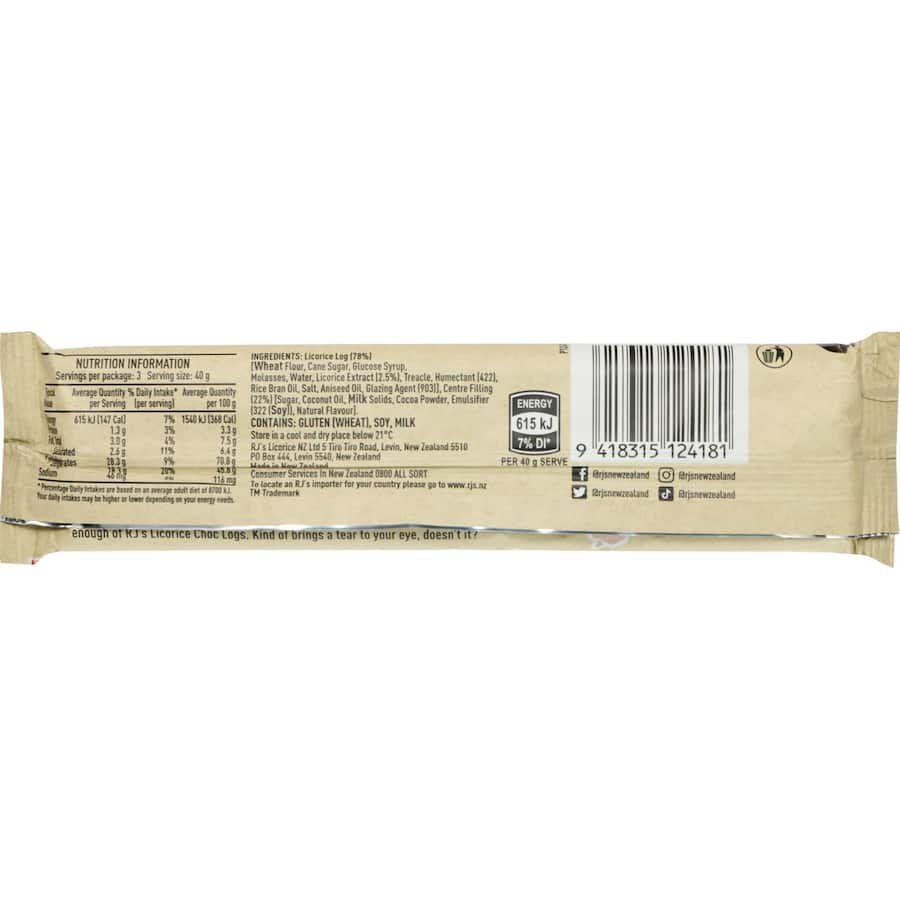 Rjs Licorice Chocolate Logs 3pack 120g