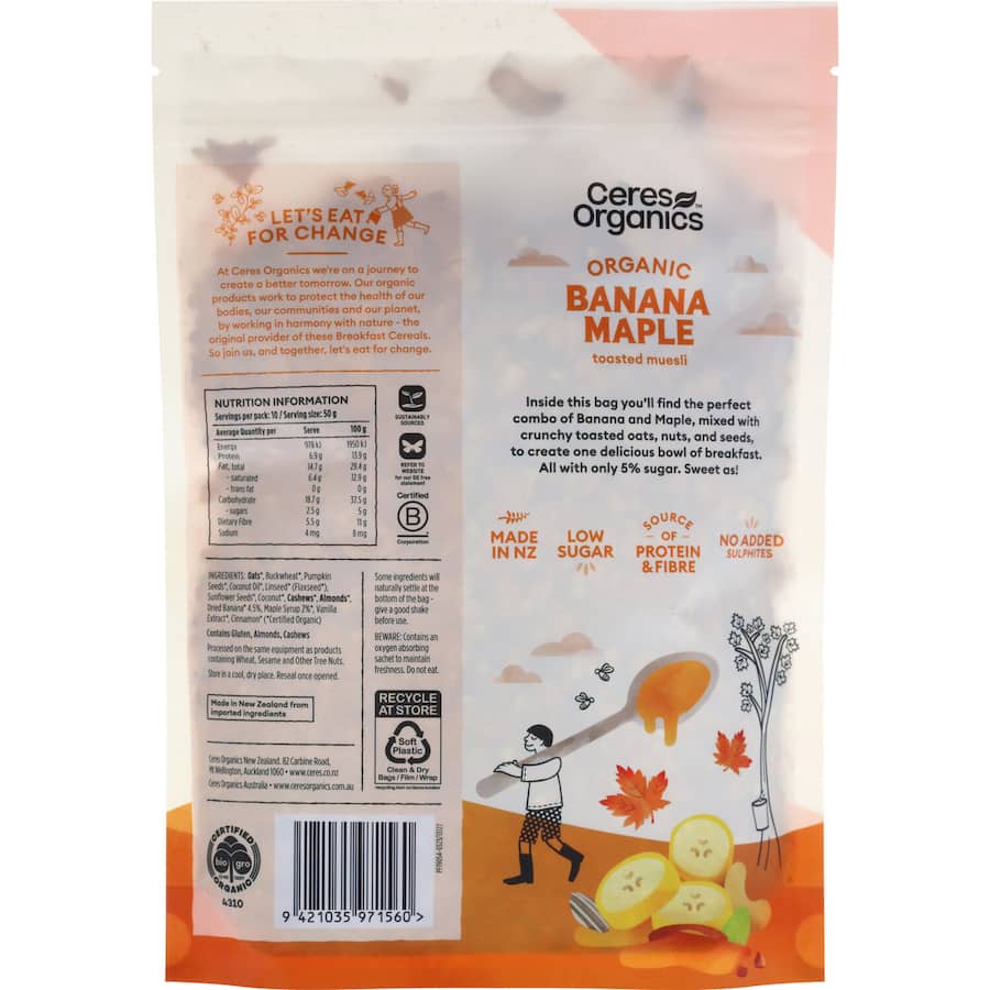 Ceres Organics Muesli Banana Maple Toasted 500g