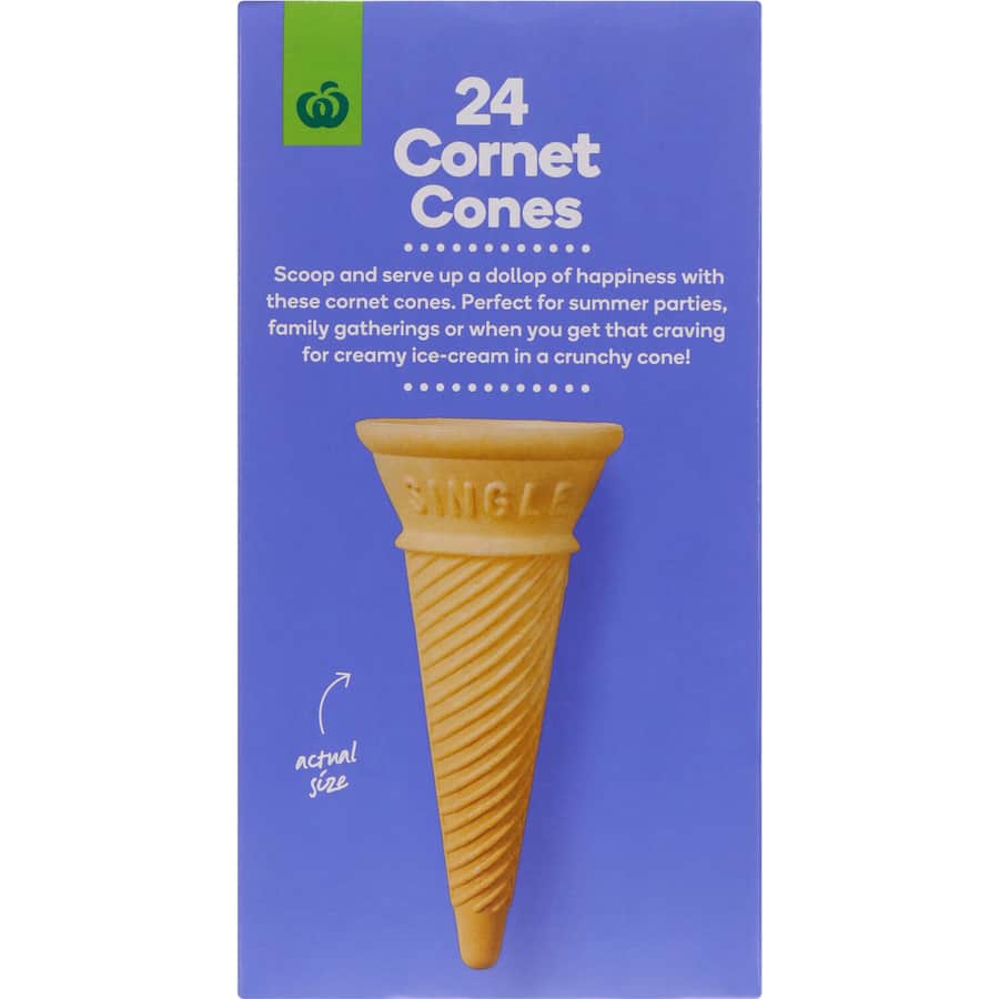 Woolworths Ice Cream Cones Cornet Boxed 24pack