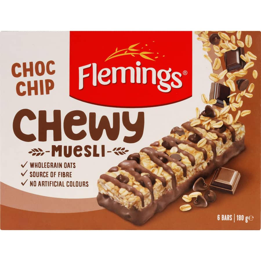 Flemings Chewy Muesli Bars Chocolate Chip 6pk 180g