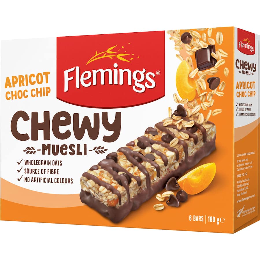 Flemings Chewy Muesli Bars Apricot Chocolate Chip 6pk 180g