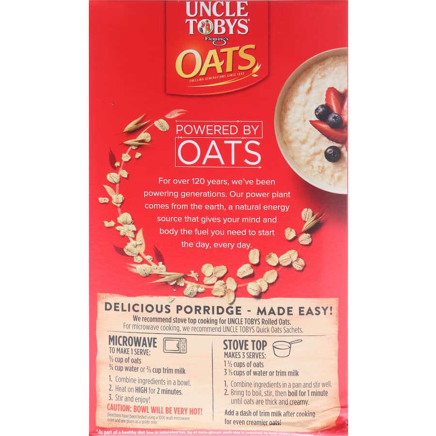 Uncle Tobys Oats Rolled Oats Breakfast Cereal Box 575g