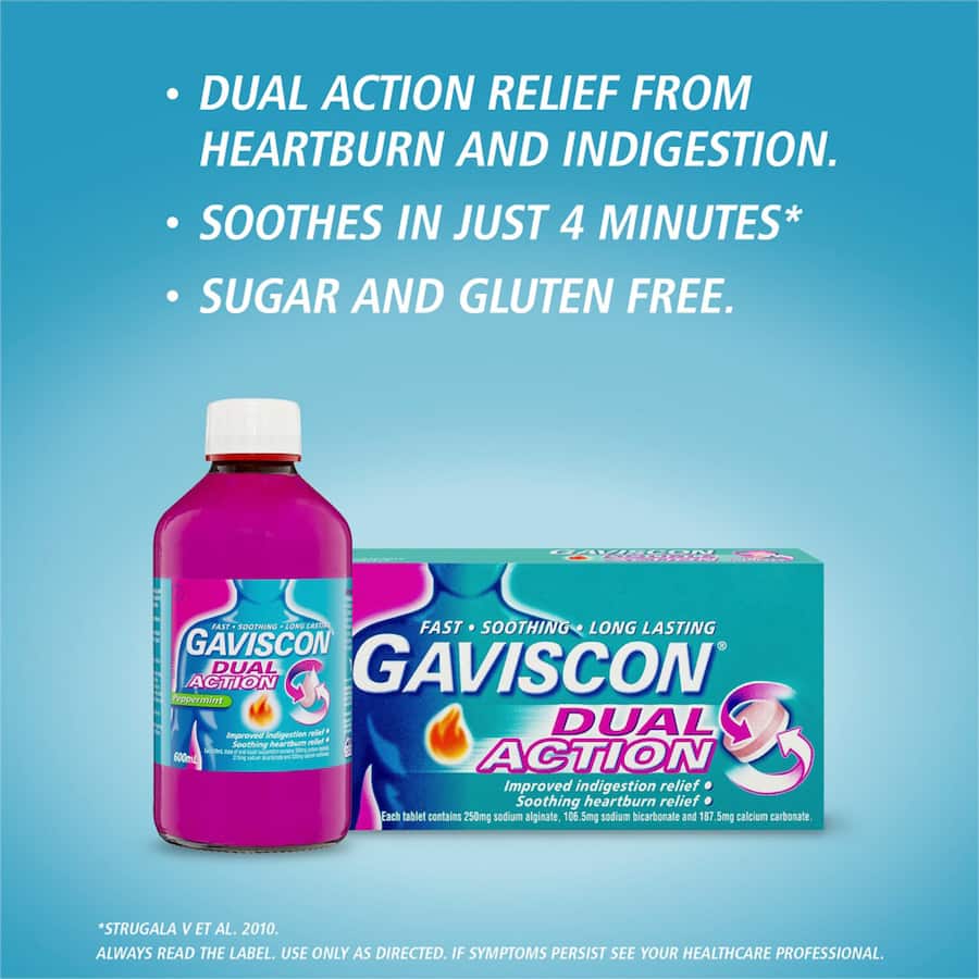 Gaviscon Dual Action Liquid Heartburn & Indigestion Relief Peppermint 300mL