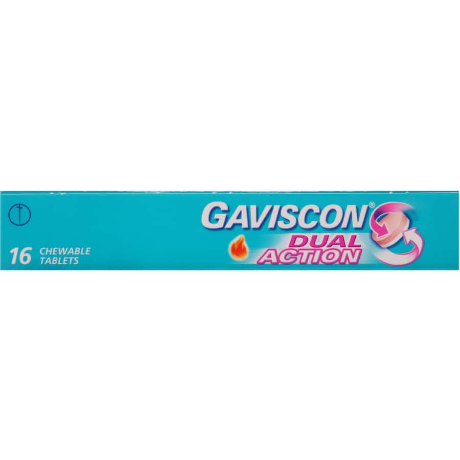 Gaviscon Dual Action Heartburn & Indigestion Relief Peppermint Chewable tablets 16pack