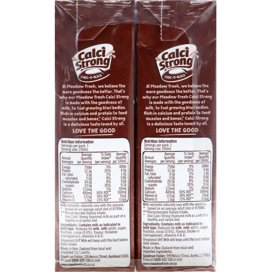 Meadow Fresh Calci Strong Flavoured Milk Chocolate Uht 6pk 250mL