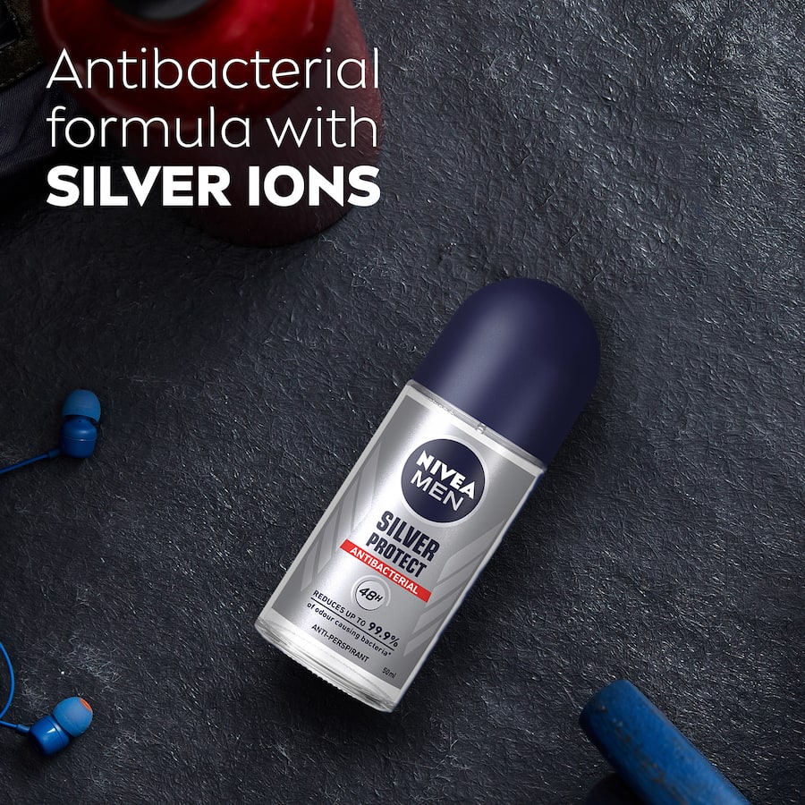 Nivea Men Roll On Deodorant Antiperspirant Silver Protect 50mL