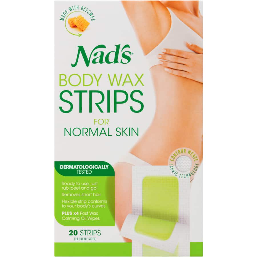 Nads Hair Removal Wax Strips Body 20pack