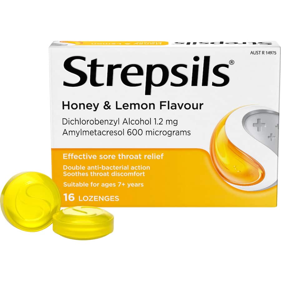 Strepsils Cough Throat Lozenges Soothing Relief Honey & Lemon 16pack