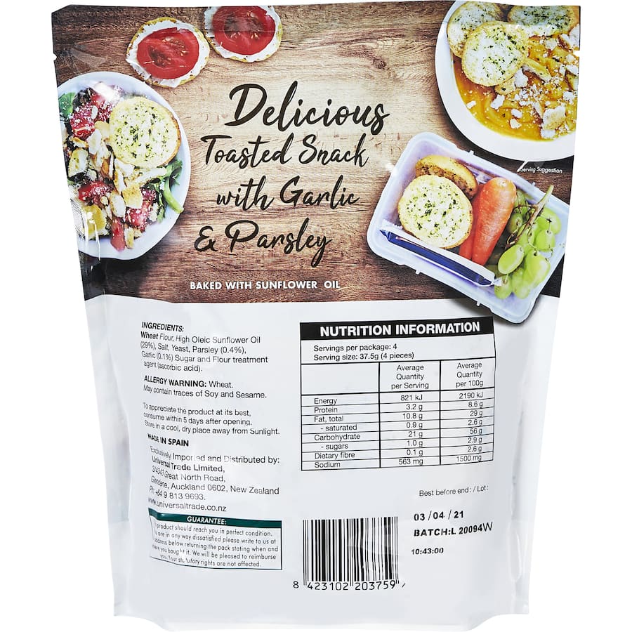 Anitin Savoury Snack Toast Garlic & Parsley 150g