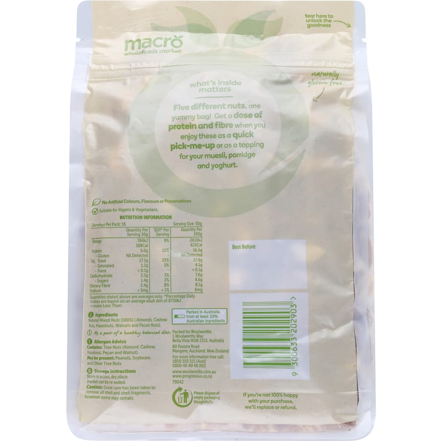 Macro Natural Mixed Nuts Raw 500g