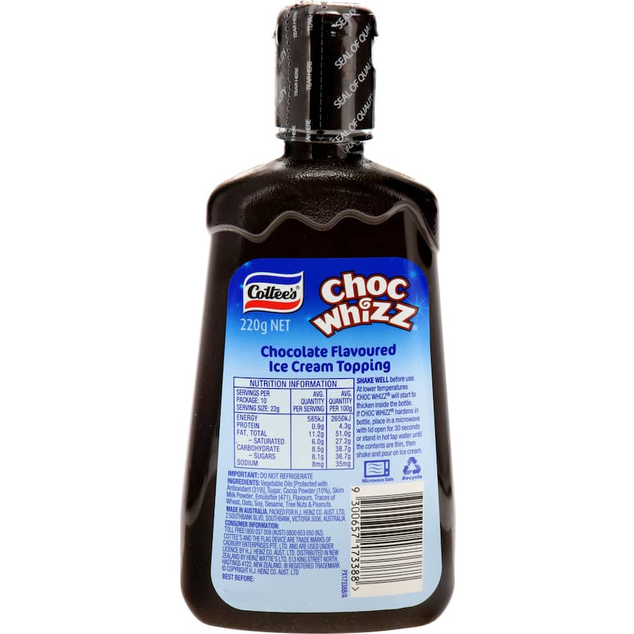 Cottees Chocolate Whizz Topping Chocolate Squeeze bottle 220g