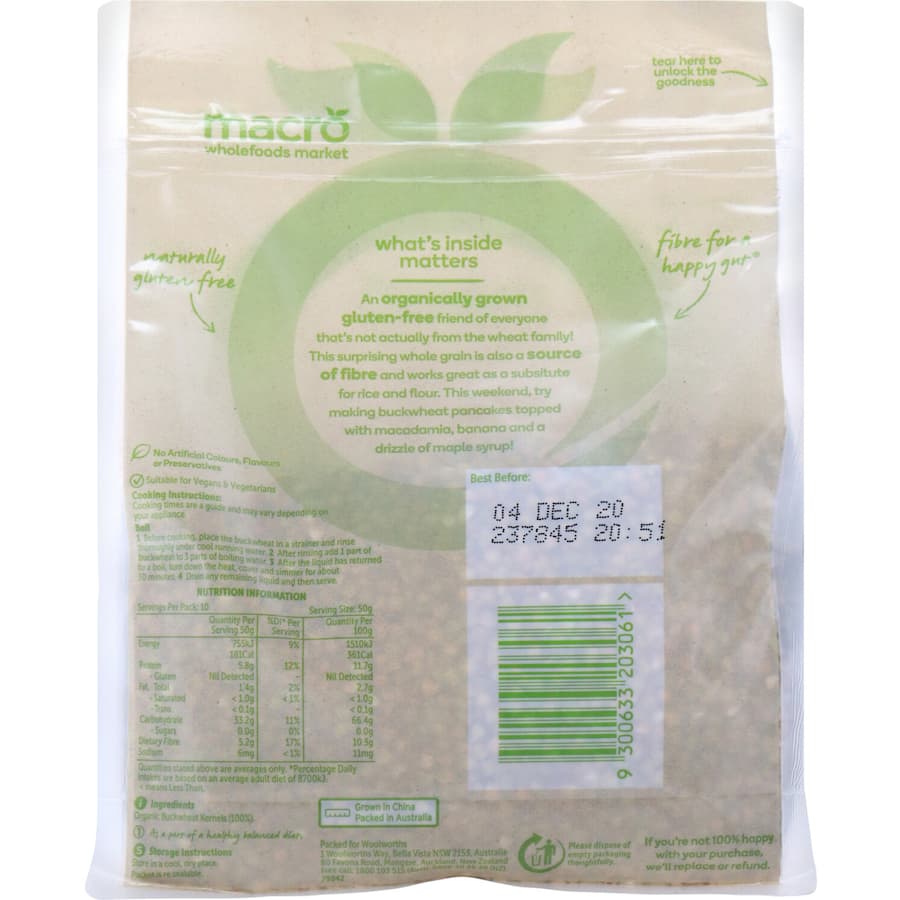 Macro Organic Buckwheat Raw 500g