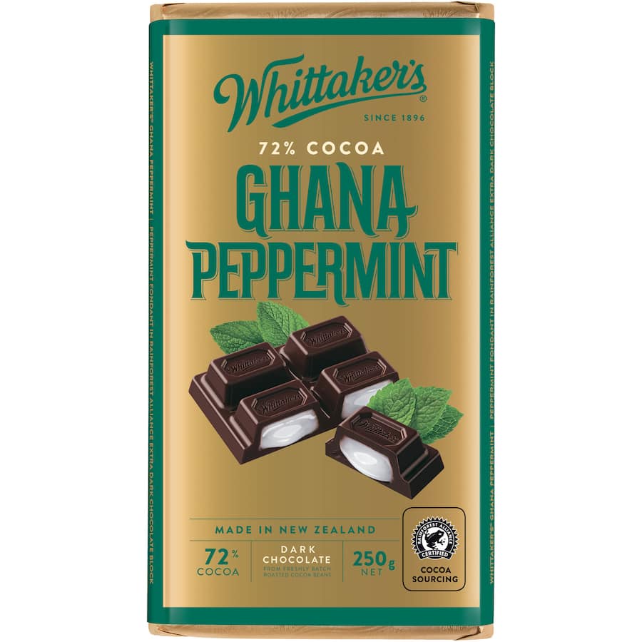 Whittakers Chocolate Dark Ghana & Peppermint 72% Block 250g