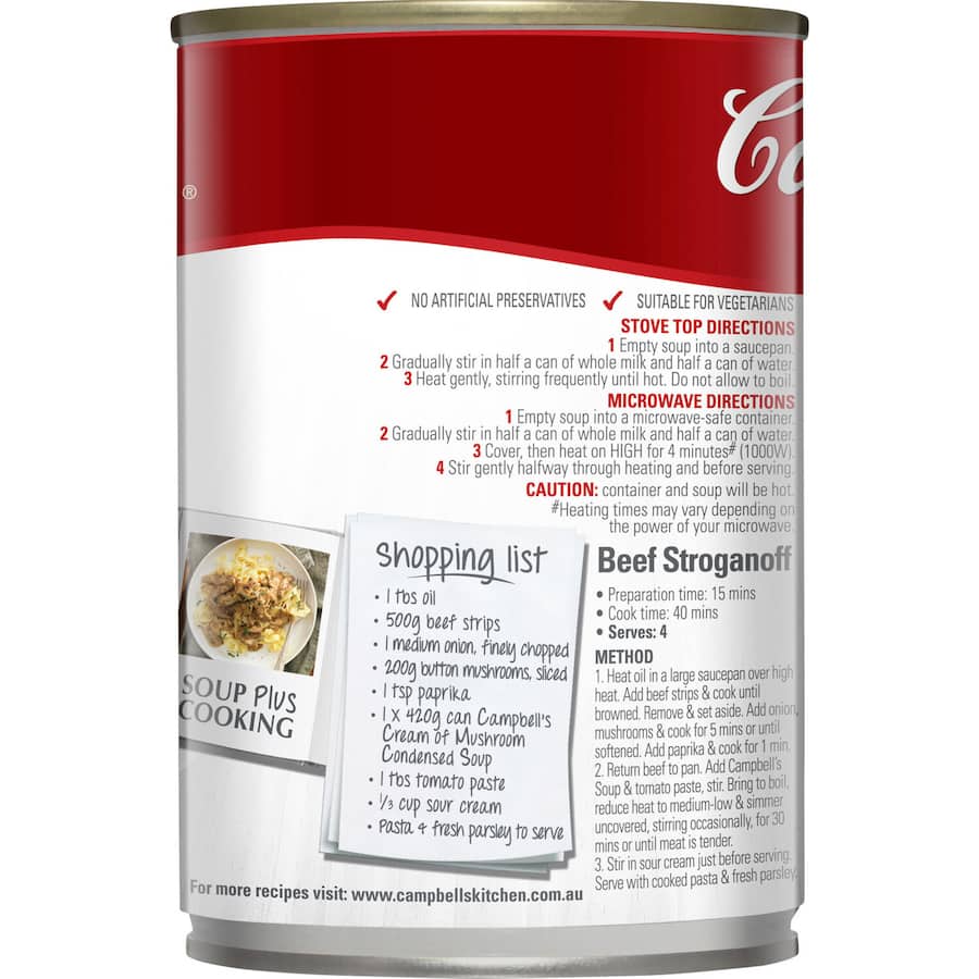 Campbell's Soup Cream Of Mushroom Canned 420g