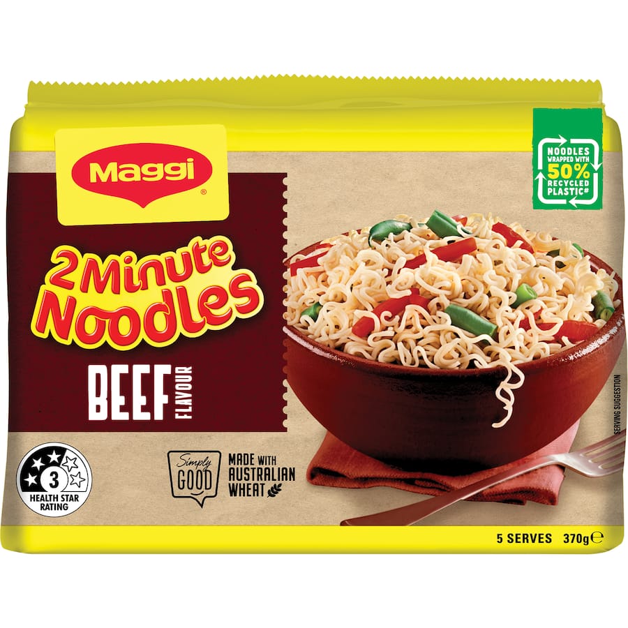 Maggi 2-minute Instant Noodles Beef 5 pack 370g