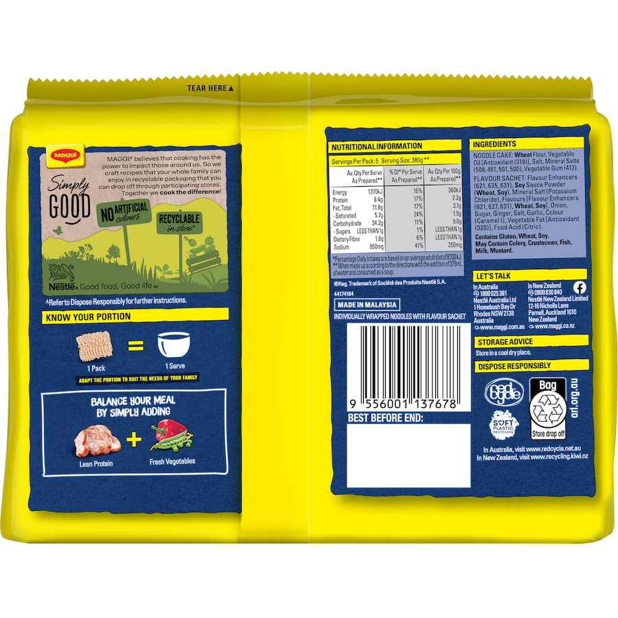 Maggi 2-minute Instant Noodles Oriental 5 pack 370g
