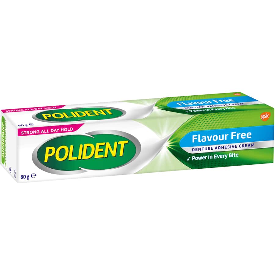 Polident Denture Adhesive Cream Flavour Free Tube 60g