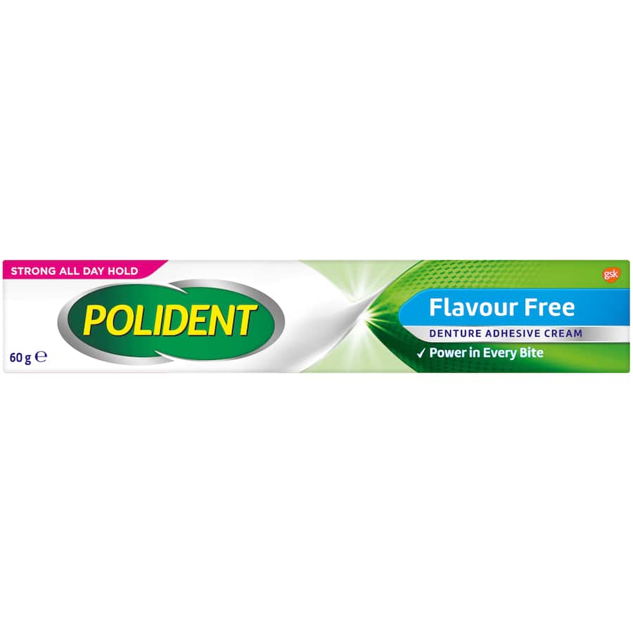 Polident Denture Adhesive Cream Flavour Free Tube 60g