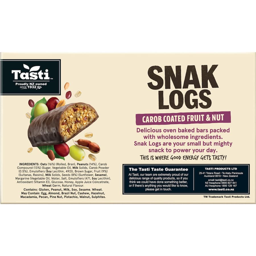 Tasti Muesli Bars Carob Fruit & Nut Snak Log 6pk 240g