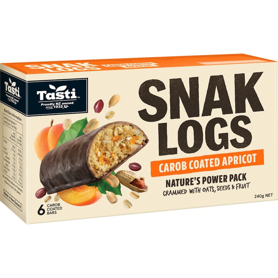 Tasti Muesli Bars Carob Apricot Snak Log 6pk 240g