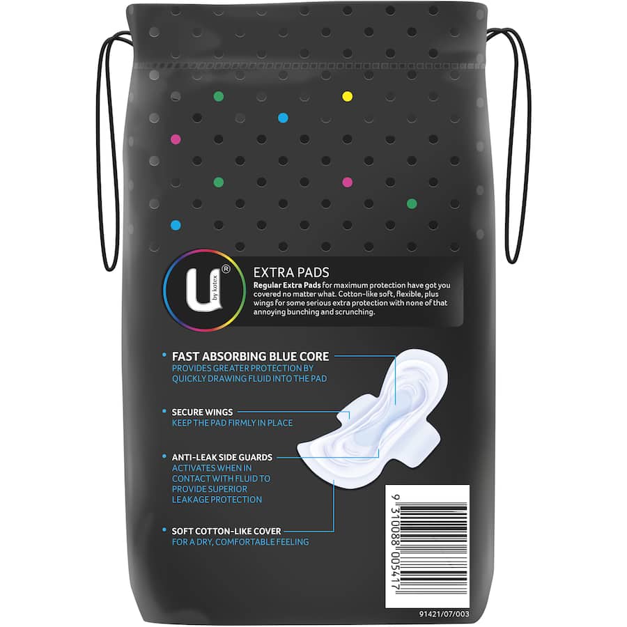 U By Kotex Maximum Protection Pads Regular With Wings 16pack