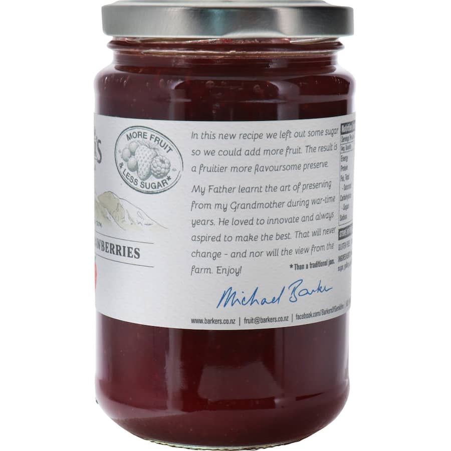 Barkers Strawberry Jam NZ 350g