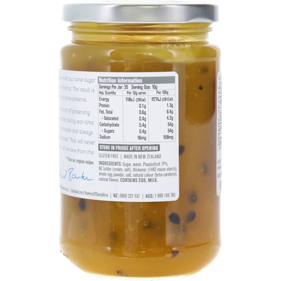 Barkers Fruit Paste Passionfruit Curd Jar 350g