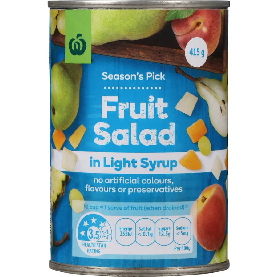 Woolworths Fruit Salad In Light Syrup Can 415g