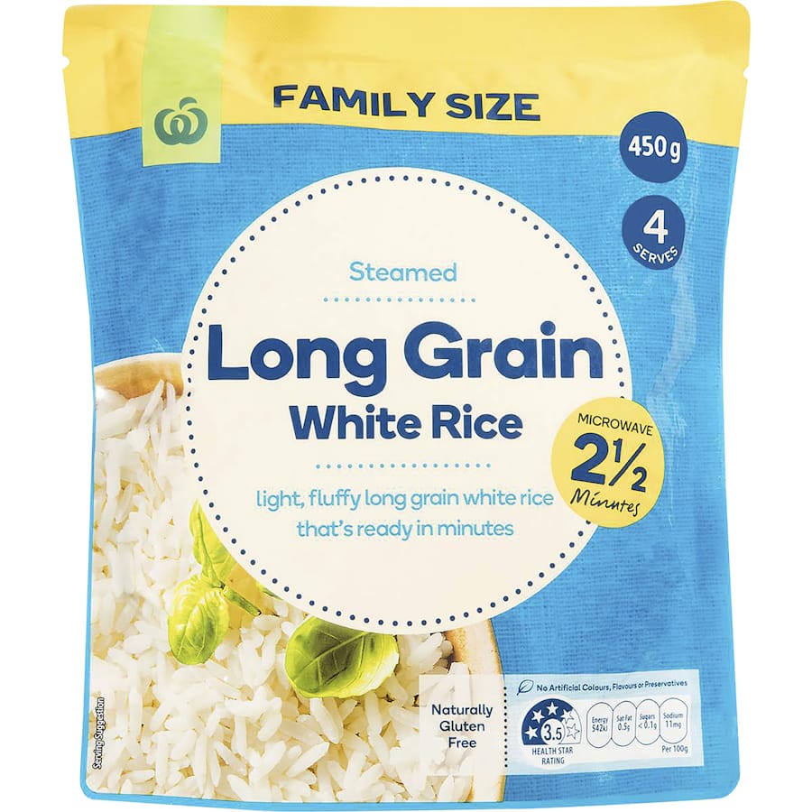 Woolworths Long Grain Rice Microwave 450g