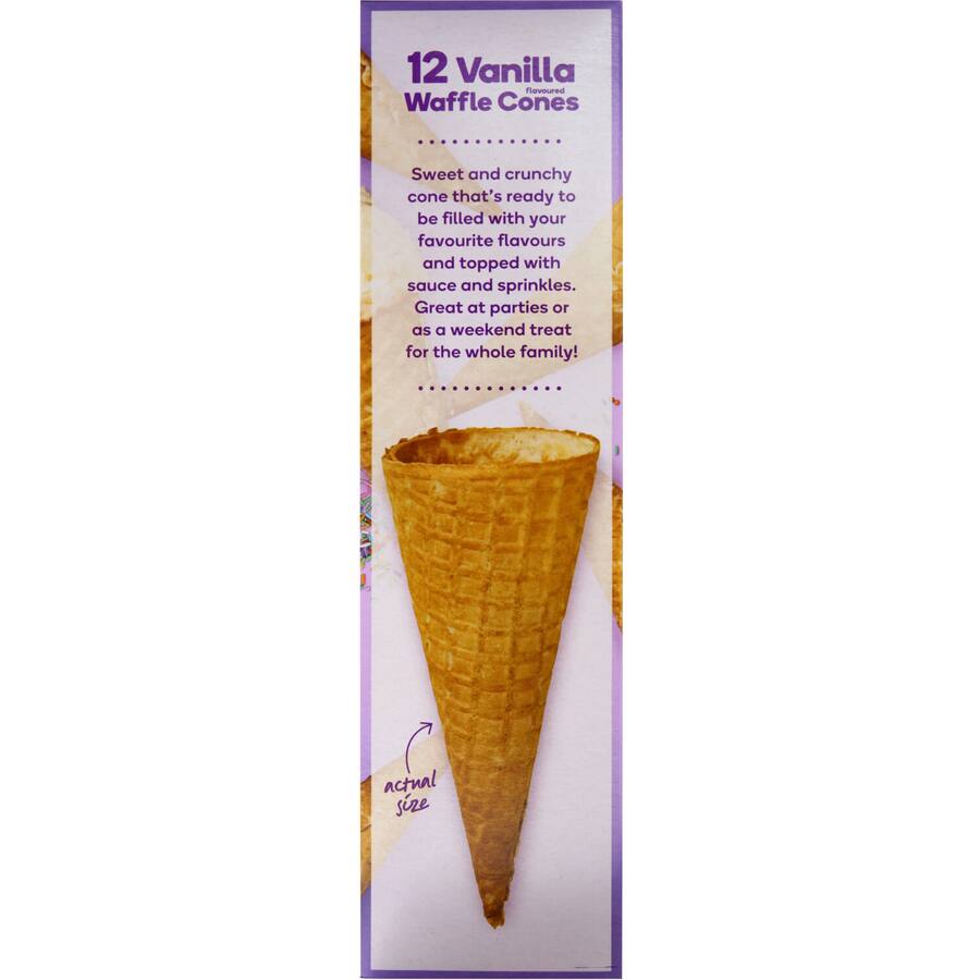 Woolworths Ice Cream Cones Waffle Vanilla 170g Boxed 12pack