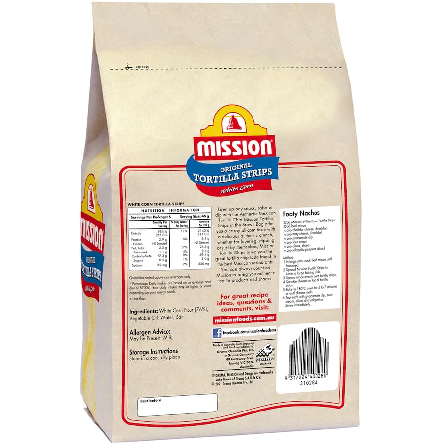 Mission Corn Chips White Corn Packet 230g