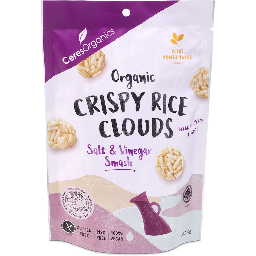 Ceres Organics Rice Crackers Salt And Vinegar 50g
