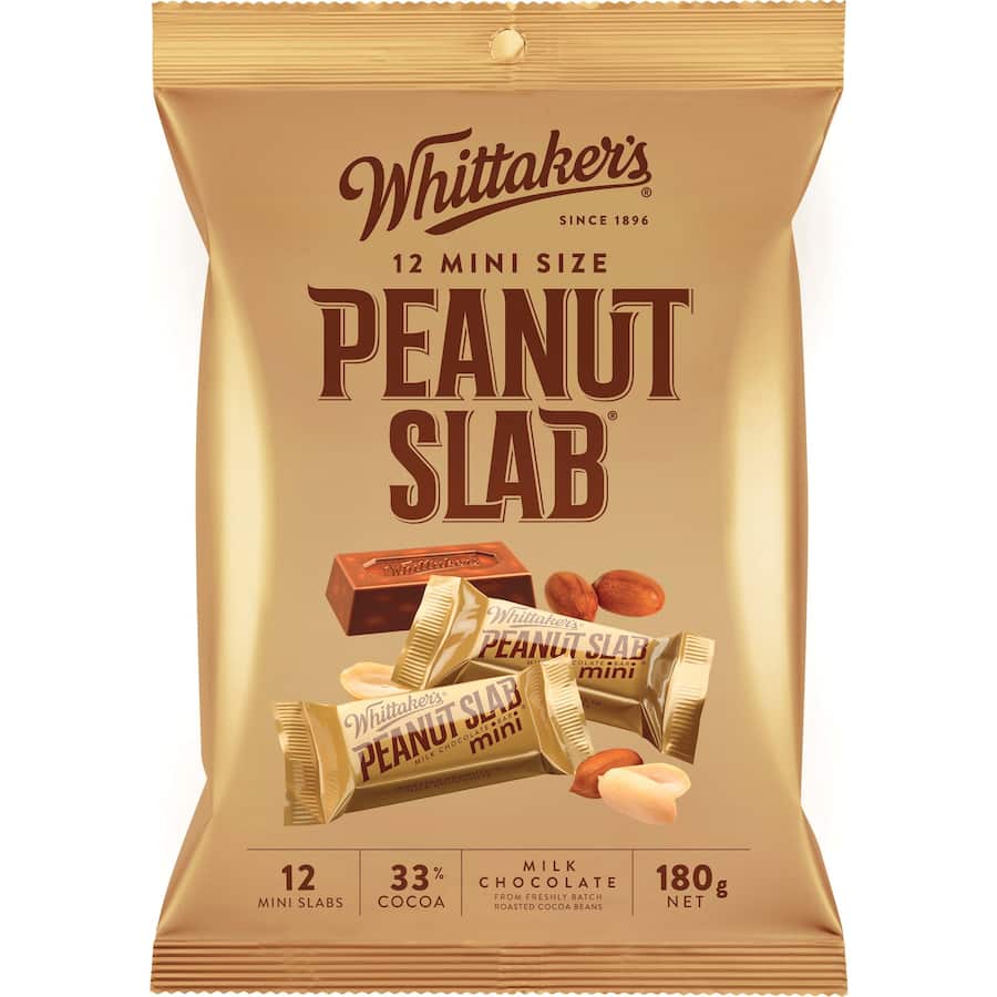 Whittakers Chocolate Sharepack Peanut Slab 180g Bag 12pack