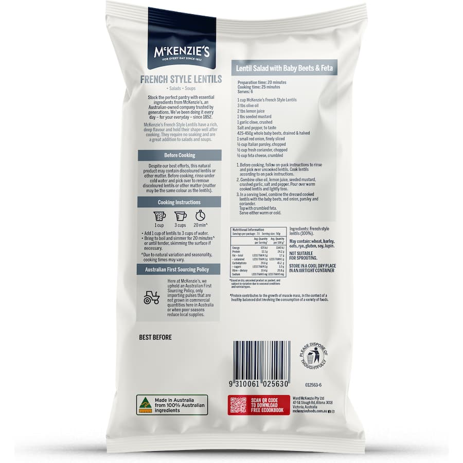 Mckenzie's Lentils French Style 375g