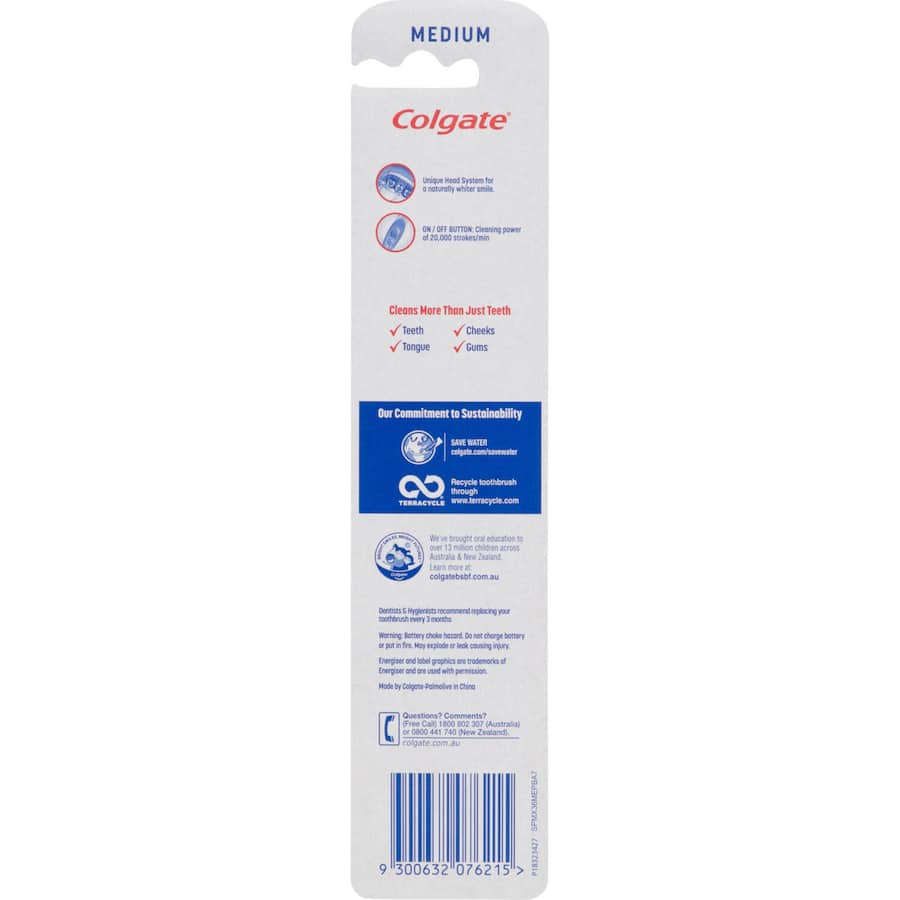 Colgate Optic White Electric Toothbrush Teeth Whitening Medium Bristle 1pack