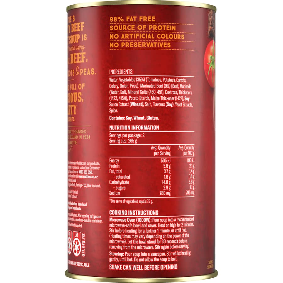 Wattie's Hearty Soup Beef Hotpot Canned 535g