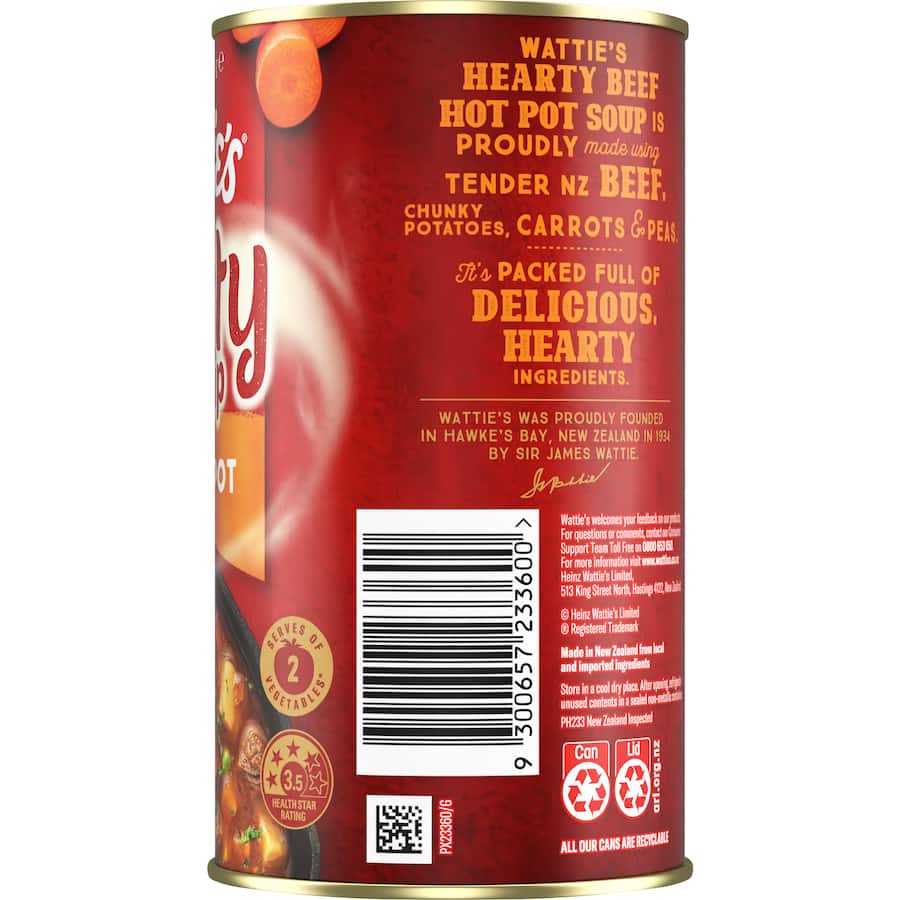 Wattie's Hearty Soup Beef Hotpot Canned 535g