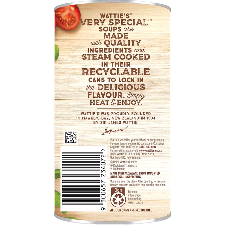 Wattie's Very Special Soup Tomato & Basil Canned 535g