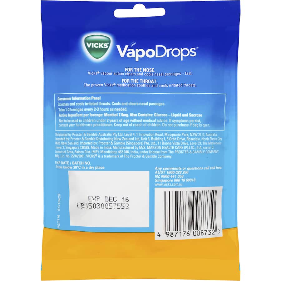 Vicks Vapodrops Lozenges Butter Menthol 24pack