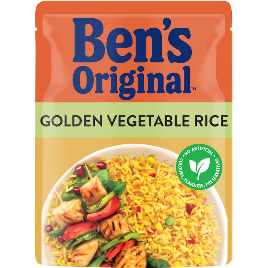 Bens Original Microwave Rice Golden Vegetables Pouch 250g
