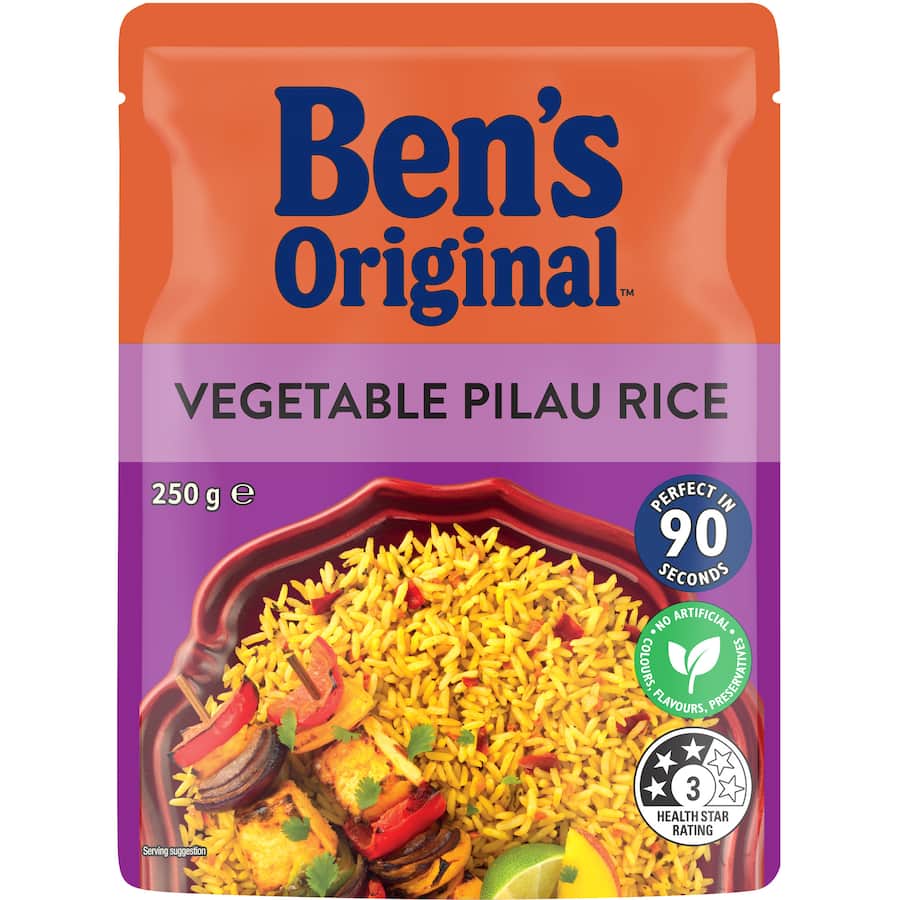 Bens Original Microwave Rice Vegetable Pilau Rice Pouch 250g