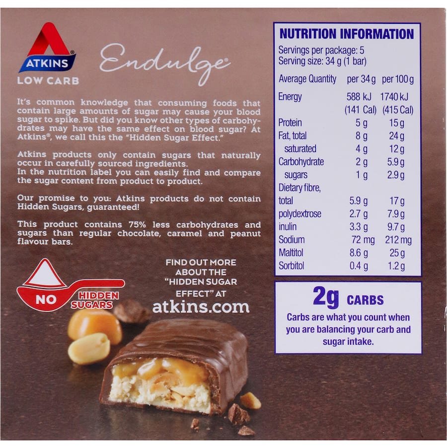Atkins Endulge Nutrition Bar Caramel Nut 5pack