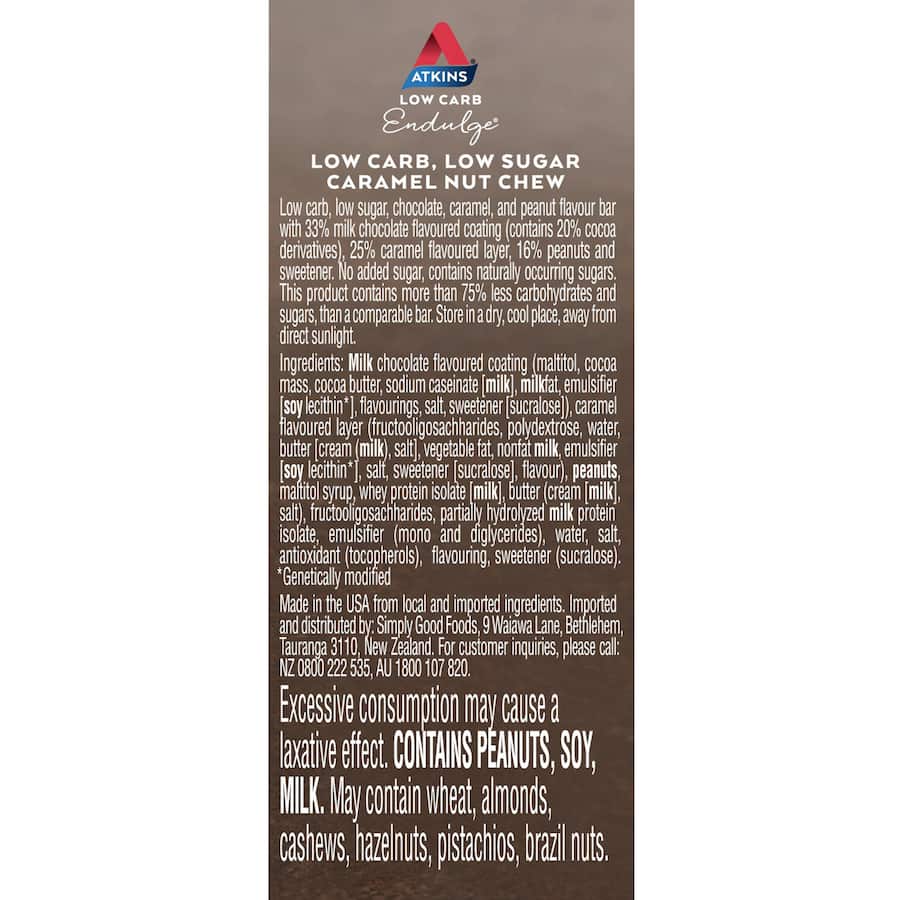 Atkins Endulge Nutrition Bar Caramel Nut 5pack
