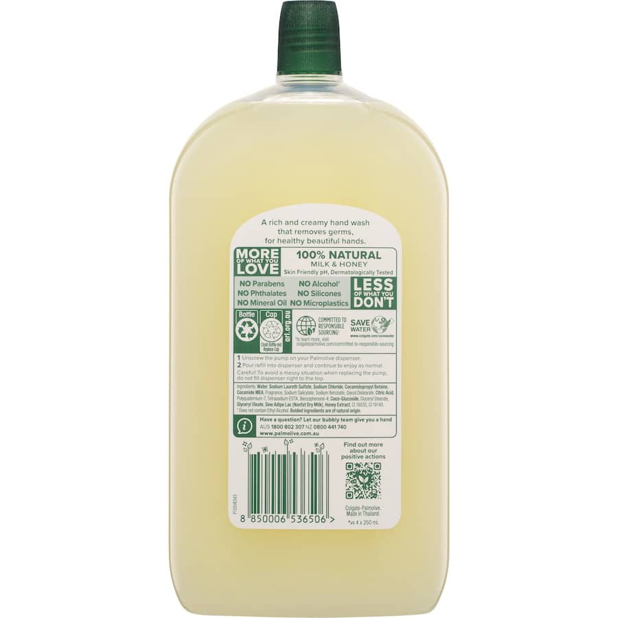 Palmolive Naturals Liquid Hand Wash Refill Milk & Honey Refill 1L