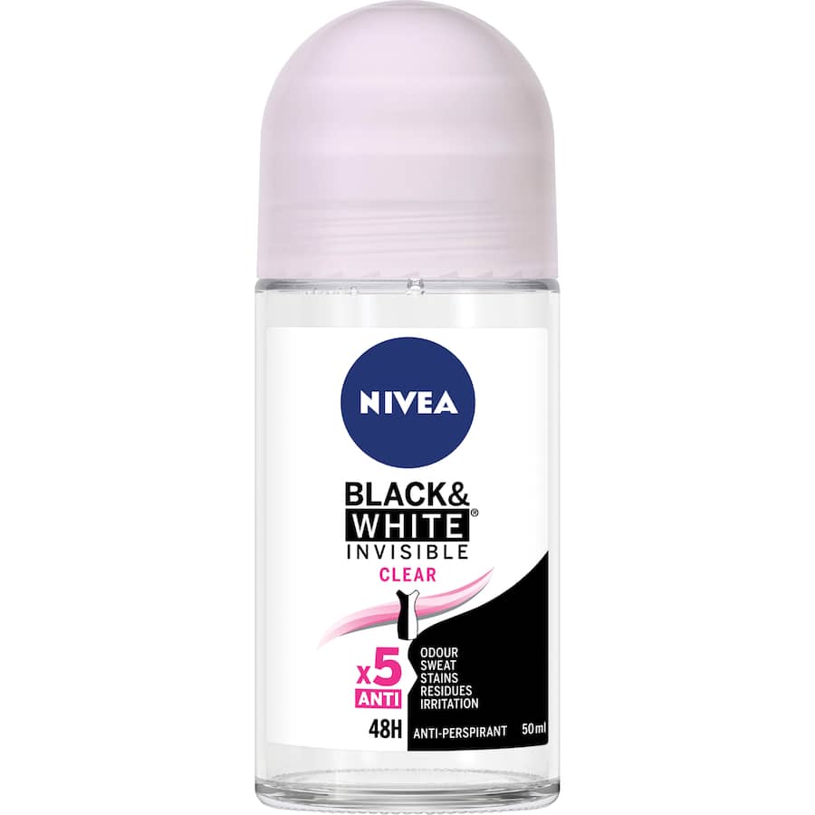 Nivea Black & White Invisible Roll On Deodorant Anti-perspirant Clear 50mL