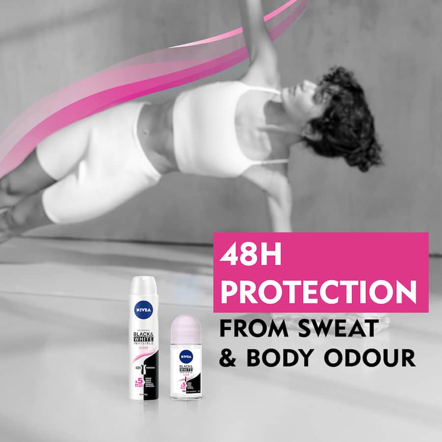 Nivea Black & White Invisible Roll On Deodorant Anti-perspirant Clear 50mL